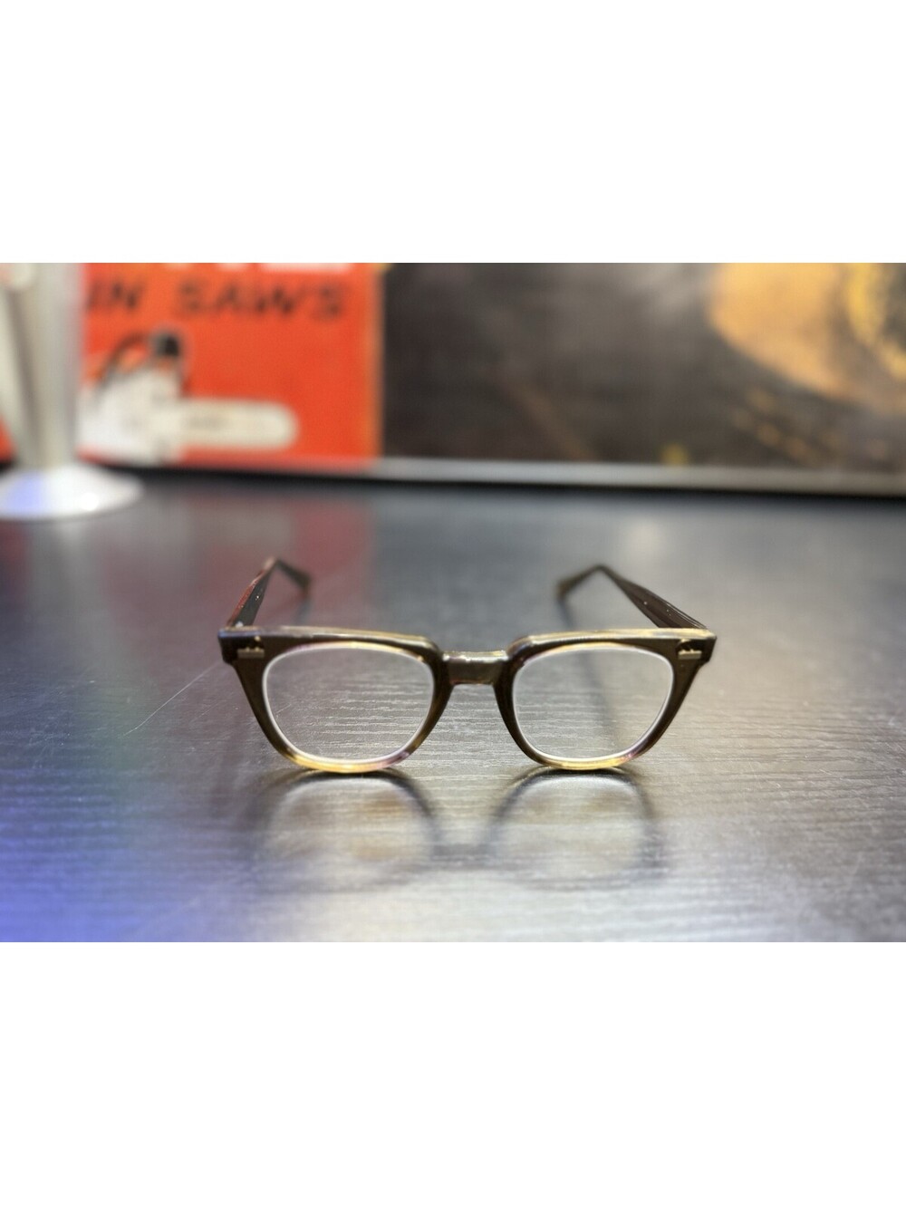 Vintage American Optical AO Brown Smoke Square Eyeglasses Frames USA